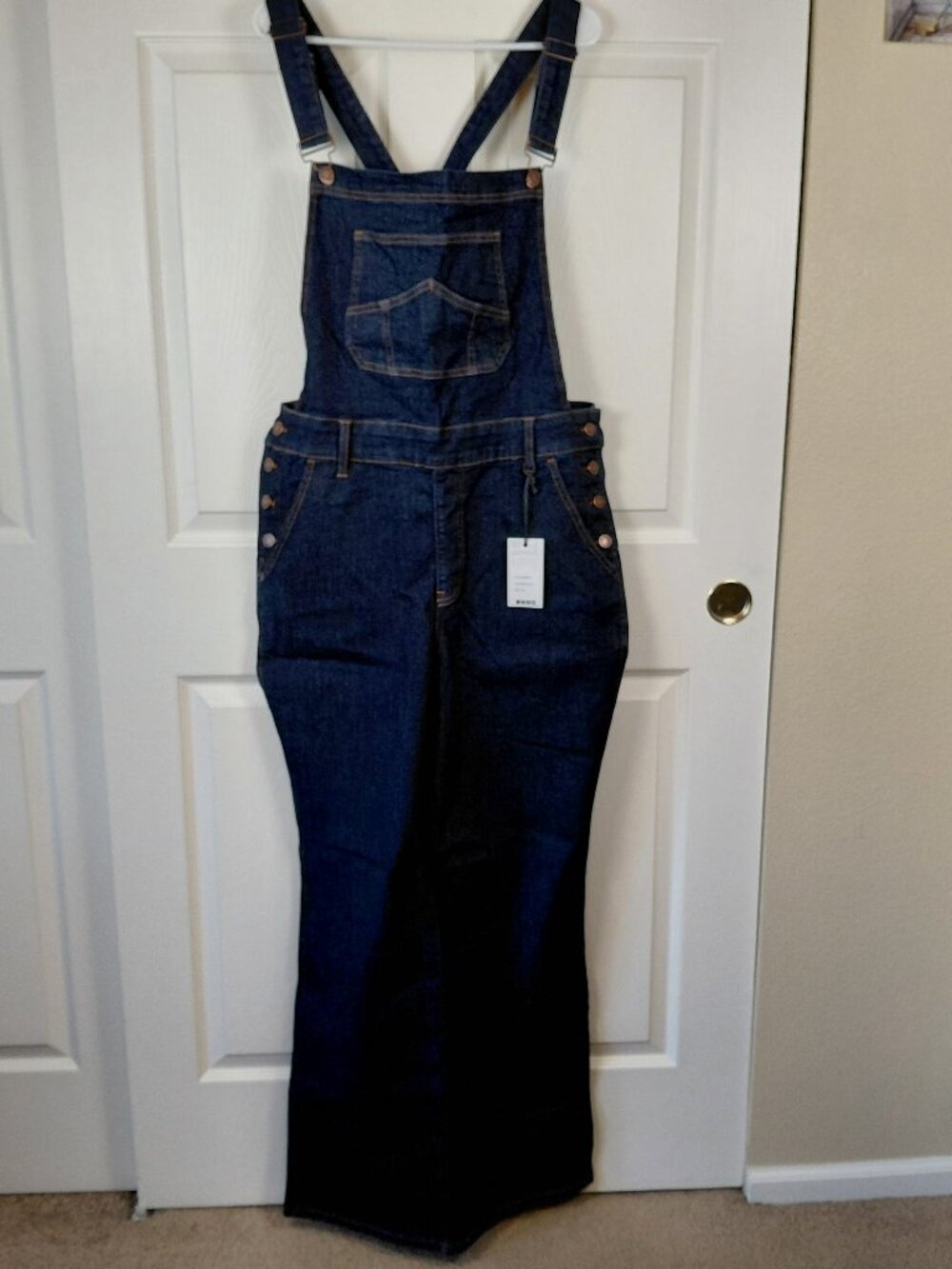 NWT Judy Blue High Waisted Wide Leg Stretch Overalls Size 3XL Denim dark wash